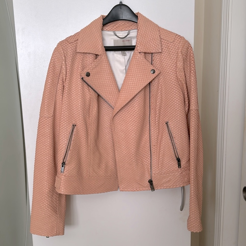 Banana Republic Heritage Collection Leather Moto (Biker) Jacket - Peachy - Small